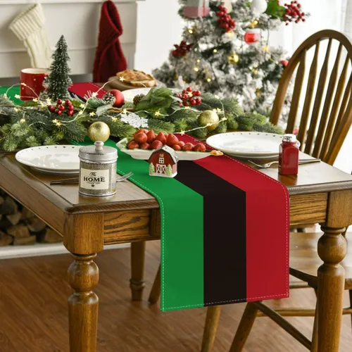 Miniatura 2 de Artoid Mode - Camino de mesa Juneteenth verde negro rojo, 19 de junio, orgullo de libertad africana, decoración de mesa de cocina y comedor
