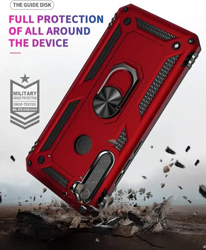Miniatura 5 de YaHan Funda para Xiaomi Redmi Note 8, anillo giratorio de 360 grados, soporte híbrido, resistente, de doble capa, a prueba de golpes, con protector