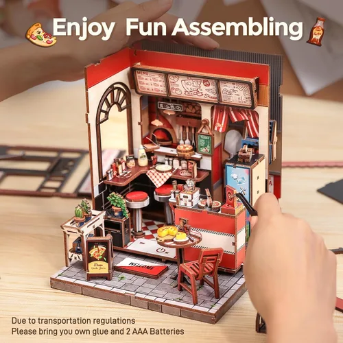 Miniatura 7 de CUTEBEE - Kit de rincón de libros - Kit de casa de muñecas en miniatura DIY para adultos y adolescentes, decoración de estantería de casa de libros