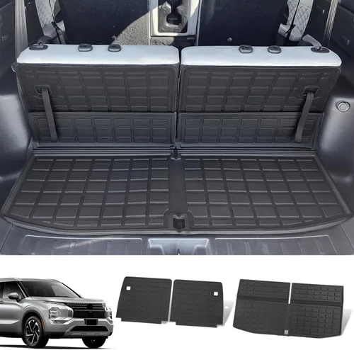 Miniatura 21 de xipoqix Alfombrilla de maletero con respaldo Compatible con forros de carga Jeep Cherokee 2019-2023 de TPE, protector de asiento trasero de repuesto
