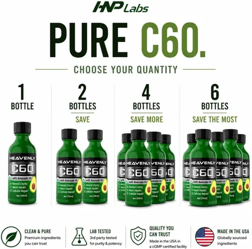 Miniatura 7 de HNP Labs C60 en aceite de aguacate orgánico – Carbono 60 antioxidante apoyo para energía, claridad mental y bienestar diario – 99.99% de fullerenos