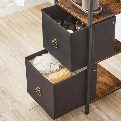 Miniatura 6 de HOOBRO Gabinete esquinero, estante esquinero de 4 niveles con 2 cajones, gabinete de piso de baño, gabinete de almacenamiento estrecho, para baño