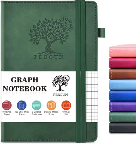 Miniatura 18 de PERCUN Cuaderno rayado para hombres y mujeres, 160 páginas con rayas universitarias para escribir, cuadernos A5 de cuero de tapa dura para el Marrón