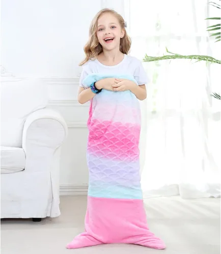 Miniatura 3 de VHOME Manta de Sirena para Niños - Cálida Manta para Sala de Estar y Sofá, Mantas Abraciciosas para Niños, Regalo de Cumpleaños