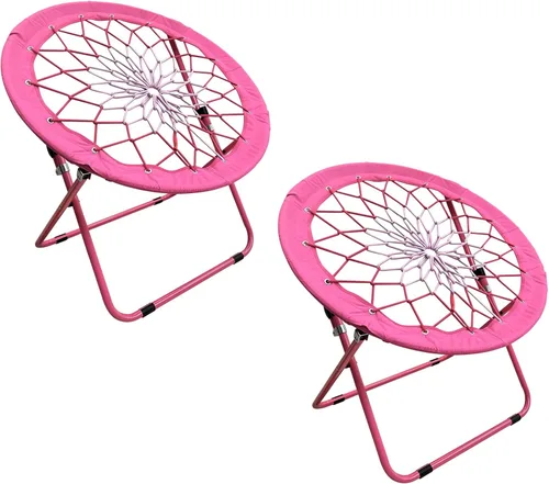 Miniatura 8 de Silla Bungee Portátil Plegable, Silla Dish Silla de Juego Bunjo para Exteriores e Interiores y Camping y BBQ (Rosa)