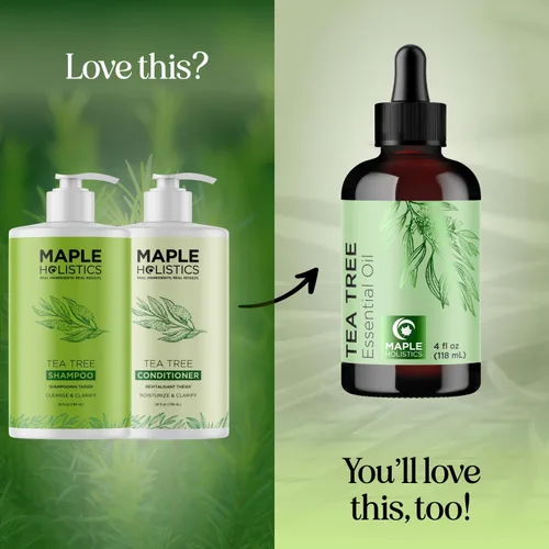 Miniatura 4 de Juego de champú y acondicionador de árbol de té, champú y acondicionador clarificante sin sulfato para el cuidado del cabello graso y el cuero