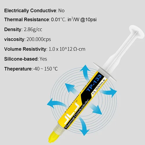Miniatura 2 de JLJ Pasta térmica 0.11 oz compuesto de grasa de silicio de alto rendimiento para CPU y disipador de calor