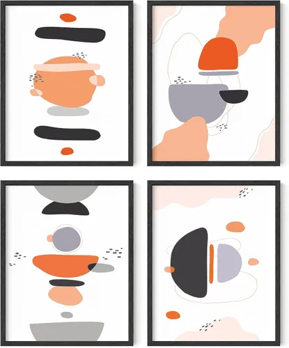 Miniatura 11 de HAUS AND HUES Arte abstracto para pared en blanco y negro, juego de 4 pósteres minimalistas en blanco y negro para paredes, pósteres estéticos Juego