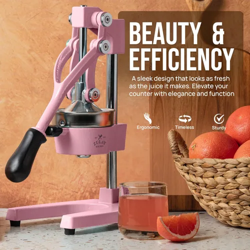 Miniatura 8 de Zulay Kitchen Exprimidor de hierro fundido, exprimidor manual resistente con coladores desmontables para una fácil limpieza, prensa de jugo