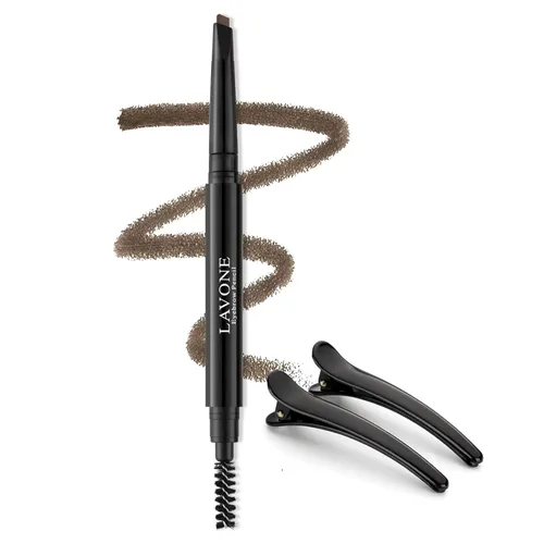 Miniatura 9 de LAVONE Lápiz de cejas – Lápiz de cejas impermeable para maquillaje con punta triangular, cepillo de cejas de doble cara, punta fina, relleno