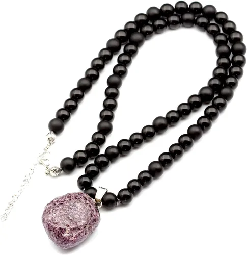 Miniatura 18 de Colgante de turmalina cruda natural, Collar de cuentas de ónix negro genuino, Collar de piedra negra, Collar de piedras preciosas, Cuentas de 0.315