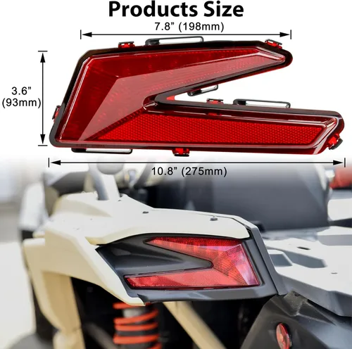 Miniatura 6 de Luces traseras LED para Can Am Maverick X3 XDS XRS Max Turbo R 2017-2025, accesorios de lente roja, luces traseras de freno trasero, kit de montaje
