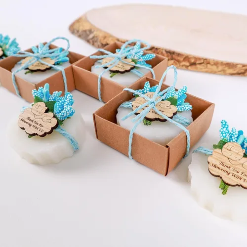 Miniatura 7 de HTF - Paquete de 10 decoraciones de baby shower, regalos de baby shower, mini jabón vegano perfumado hecho a mano, baby shower para niños