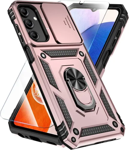 Miniatura 22 de SunStory Funda compatible con Samsung Galaxy A17 5G con protector de pantalla HD, cubierta de cámara deslizante y soporte de anillo giratorio, a