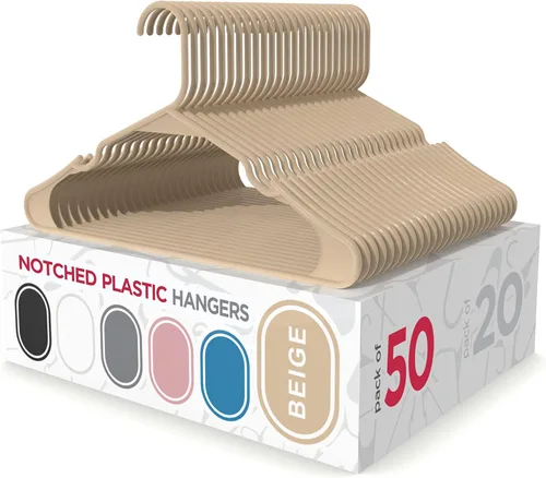 Miniatura 22 de Sharpty - Perchas de plástico, paquete de 35, delgadas, ahorran espacio, resistentes, color blanco