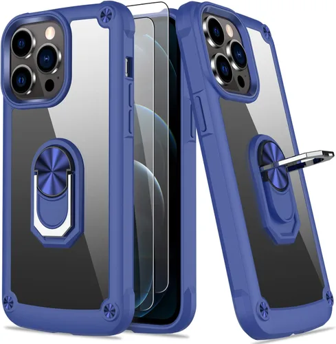 Miniatura 12 de Funda para iPhone 13 Pro con protector de pantalla, cristal transparente, antiamarillo, acrílico resistente, funda protectora de grado militar