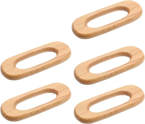 Miniatura 4 de Uenhoy 10 tiradores de madera natural para armarios y cajones de cocina, 5 pulgadas de largo, 3-3/4 pulgadas de espacio entre agujeros