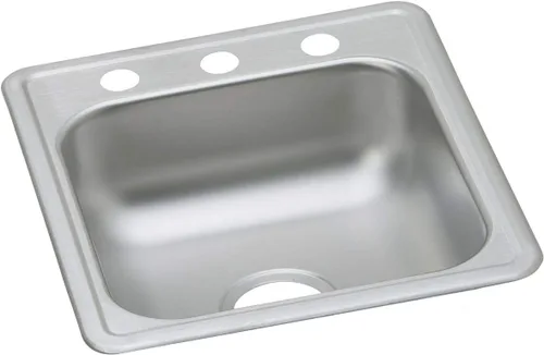 Miniatura 3 de Elkay D11721 Dayton Fregadero de Barra de Acero Inoxidable de 17" de Instalación Empotrada de Una Sola Cubeta - 3 Orificios para Grifería