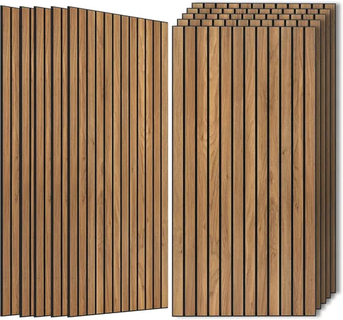 Miniatura 36 de Paneles de sonido de chapa de madera, paquete de 10 paneles de pared de 47.2 x 23.6 pulgadas, paneles acústicos decorativos para paredes