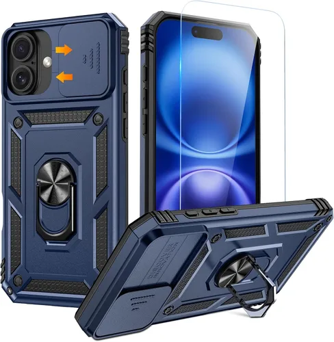 Miniatura 21 de Goton Funda para iPhone 14 Plus con Protector de Pantalla - Funda con Cubierta Deslizante para Cámara con Soporte de Anillo, Resistente de Grado