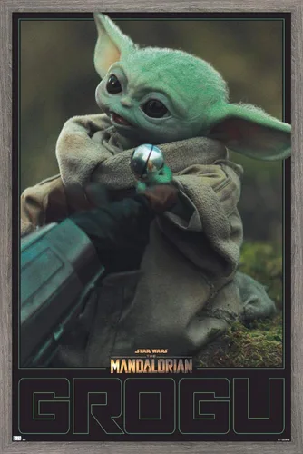 Trends International Star Wars: The Mandalorian Season 2 - Póster de pared Grogu, 22.4 pulgadas de largo x 14.7 pulgadas, versión enmarcada de