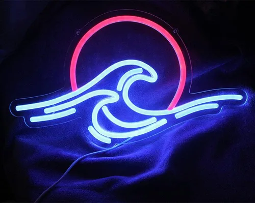 Miniatura 4 de Letrero de neón LED con diseño de puesta de sol y salida del sol, para decoración de pared, surf, océano, decoración de dormitorio, sala de estar