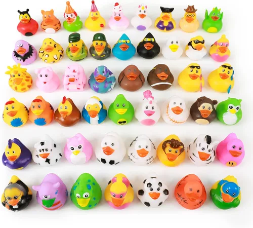 XY-WQ Paquete de 50 patos de goma para Jeeps Ducking, pato flotante a granel de 2.3 pulgadas para niños, surtido de juguetes de baño para bebés,