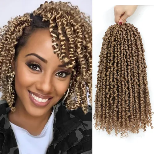 Miniatura 9 de 9 paquetes de cabello pretrenzado Passion Twist de 10 pulgadas, cabello de ganchillo Passion Twist con ombre marrón, trenzas de ganchillo bohemio