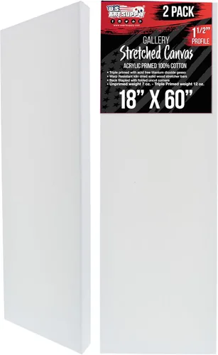 Miniatura 9 de U.S. Art Supply Lienzo estirado mediano para pintar de 12 x 48 pulgadas, profundidad de galería de 1-1/2 pulgadas de grosor, paquete de 2 – triple