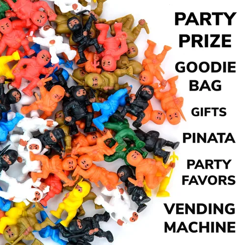 Miniatura 6 de Mini figuras de acción ninja – 25 piezas de recuerdos de fiesta para niños y regalos de cumpleaños – Incluye adornos para pasteles y rellenos