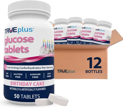 Miniatura 36 de TRUEplus® Tabletas de glucosa, sabor surtido (uva, frambuesa, naranja), botella de 50 unidades (1)