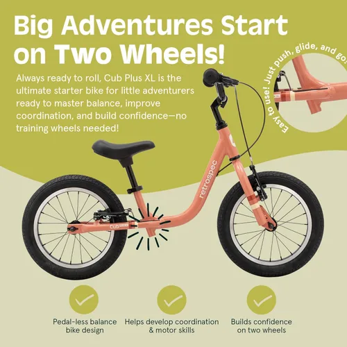 Miniatura 6 de Retrospec Cub Plus XL Kids Balance Bike - 14in Outdoor Toddler Bike with Adjustable Height 15-21in - Lightweight Aluminum Frame & Hand Brakes for