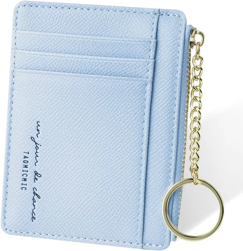 Miniatura 89 de URAQT Cartera para tarjetas de crédito, cartera minimalista de cuero delgado con cremallera, mini protector de tarjeta de crédito, llavero bolsillo