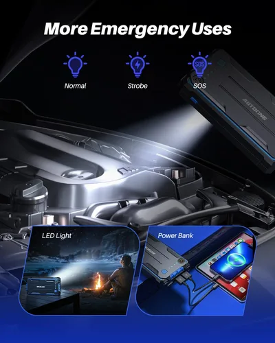 Miniatura 5 de AUTOONE Arrancador de coche de 4000 A, arrancador de batería portátil para coche compacto de hasta 10.0 L de gasolina y 8.0 L de motor diésel