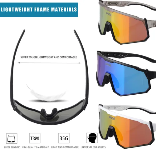 Miniatura 4 de Gafas de ciclismo polarizadas con 3 lentes intercambiables, gafas de equitación, béisbol, correr, esquí, deportes