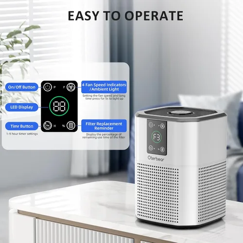 Miniatura 7 de Purificadores de aire para dormitorio y hogar de hasta 1350 pies cuadrados, Oterbear limpiador de aire para habitación con filtro HEPA H13 verdadero
