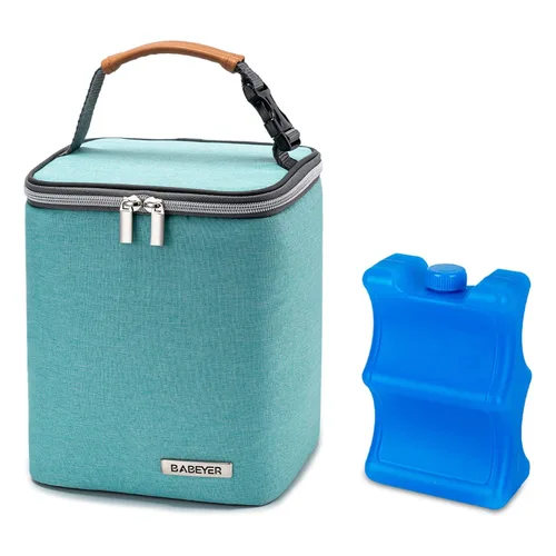 Bolsa de refrigeración de leche materna BABEYER con paquete de hielo, se ajusta a 4 biberones de hasta 9 onzas, bolsa de biberones para madres