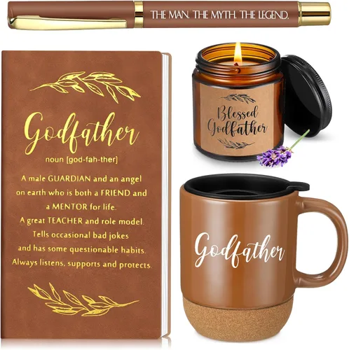 Miniatura 19 de Hushee 4 piezas de regalos cristianos para hombres, taza de café del hombre de Dios, diario de oración, vela perfumada, bolígrafo bíblico, regalos