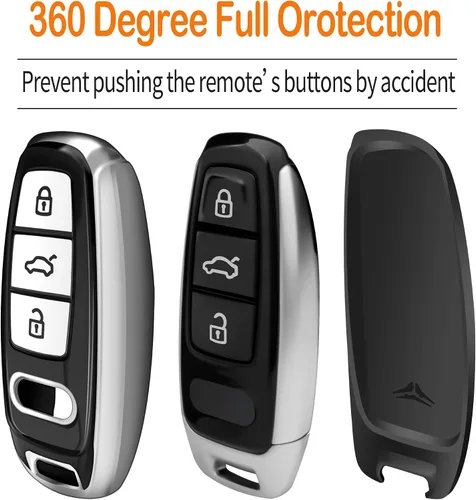 Miniatura 4 de Funda para llavero Audi con llavero suave de protección completa, plateado