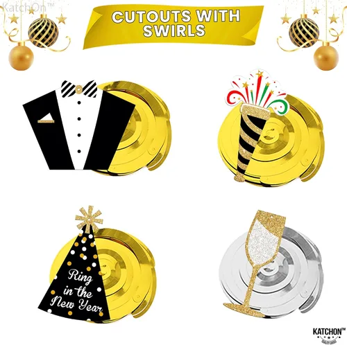 Miniatura 2 de KatchOn, Remolinos colgantes de Feliz Año Nuevo 2026 – Paquete de 30, NO DIY Suministros para fiesta de Año Nuevo 2026 Decoraciones de Año Nuevo