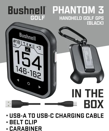 Miniatura 6 de Bushnell Phantom 3 Slope GPS Golf Green con tecnología Slope, pantalla táctil, soporte magnético para carrito con paquete y paño para lentes (negro)