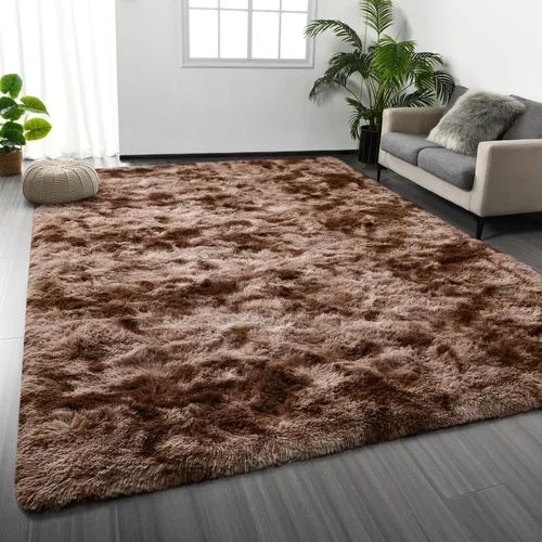 Miniatura 17 de Deerhoo - Alfombra de área, estilo shag, 4 x 6 pies, con teñido anudado, alfombra mullida y ultrasuave para sala de estar, alfombra de pelo