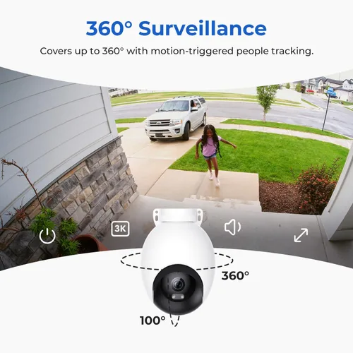 Miniatura 3 de IMILAB Cámara de Seguridad Enchufable EC6 3K para Exteriores: Cámara para Seguridad del Hogar con Foco y Vigilancia Giratoria de 360°, Cámara