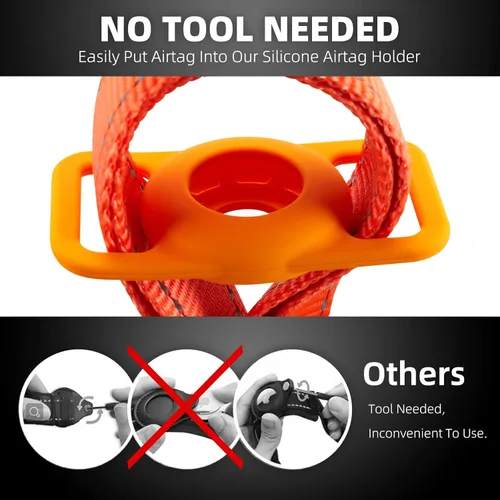 Miniatura 3 de Collar reflectante para perro, compatible con AirTag, collar de nailon para perros pequeños, medianos, grandes y extra grandes Naranja