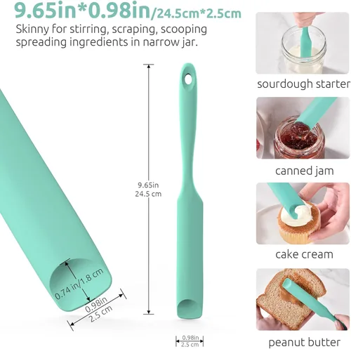 Miniatura 2 de U-Taste Espátula de silicona para frasco de masa madre: esparcidor de mermelada largo y delgado de grado alimentario, palo de agitación resistente