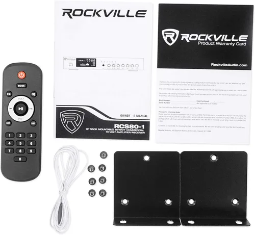 Miniatura 8 de Rockville RCS80-1 60 vatios 70V/100V amplificador comercial/receptor Bluetooth 5.0, compatible con altavoces de 4/8/16 ohmios, USB/SD/FM/RCA/Mic