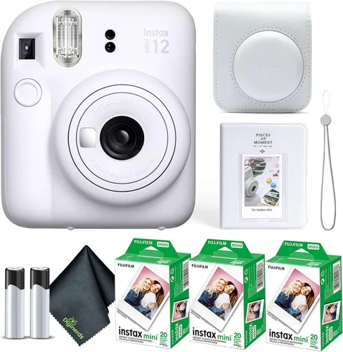 Miniatura 11 de Cámara instantánea Fujifilm Instax Mini 12 en color rosa floreciente, paquete de película Fuji Instax Mini (20 hojas) + estuche de transporte