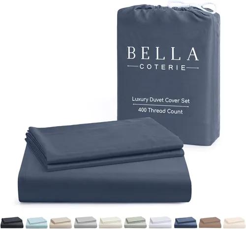 Miniatura 9 de Bella Coterie - Juego de funda de edredón de viscosa de bambú de lujo, tamaño King, 100% cultivado orgánicamente, lazos en las esquinas, ultra