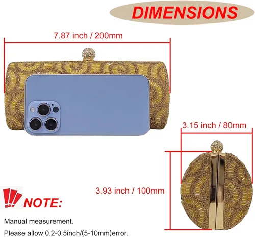 Miniatura 5 de Novedosos bolsos cilíndricos para mujer, bolso de noche para fiesta, bolso de mano de cristal, para novia, graduación, boda, cóctel