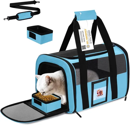 Miniatura 11 de Transportín para gatos y perros pequeños, gatitos, cachorros, transportín para mascotas para gatos pequeños y medianos de menos de 15 libras, Rojo